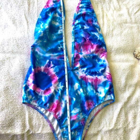 Deep V, halter tie dye one piece - Picture 2 of 5